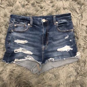 Dark wash ripped blue Jean shorts